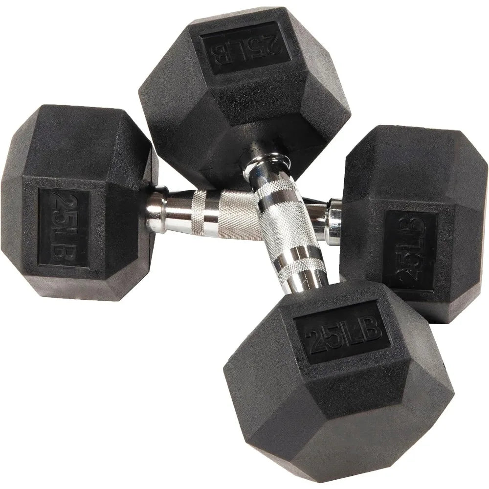 Rubber Encased Hex Dumbbell with Rack