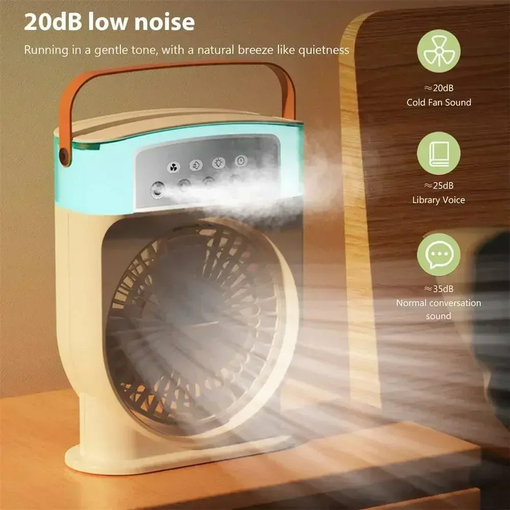 3 In 1 Portable Fan Air Conditioner Humidifier Cooling USB Fan Air Cooler LED Night Light Water Mist Humidification Fans
