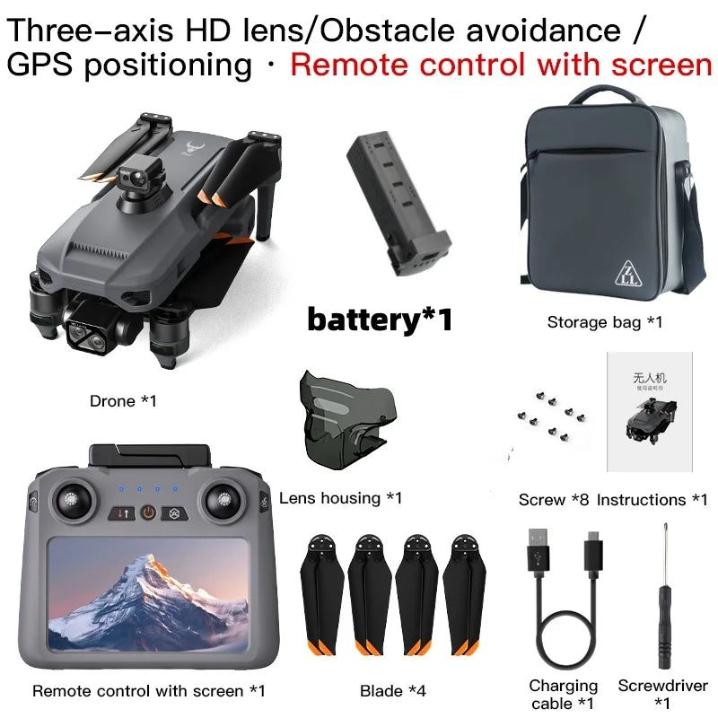 New ZLL SG909 Drone 4K Camera 3-Axis Gimbal WIFI Obstacle Avoidance Touch Screen FPV Brushless EIS Electronic RC Quadcopter Toys