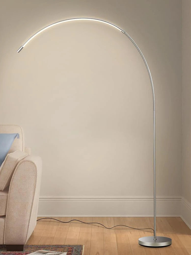 LED Arc Floor Lamp for Living Room, Silver Modern Standing Lamp With Remote Control, 3 Color Temperature Reading Floor Lamp