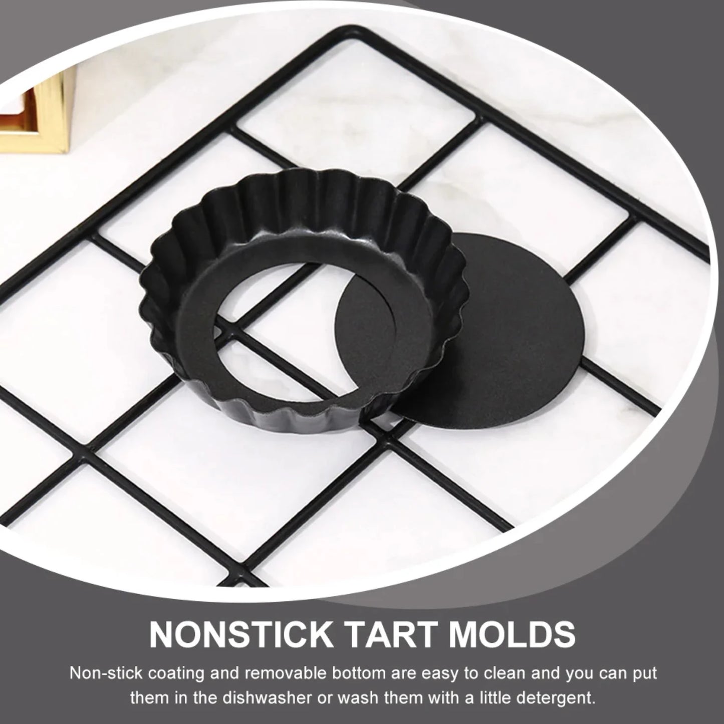 Elegant Lace Design 5-Piece Set of Round Hinged Pan Baking Mini Pie Molds for Roasting and Tart Making - Perfect for Baking Smal