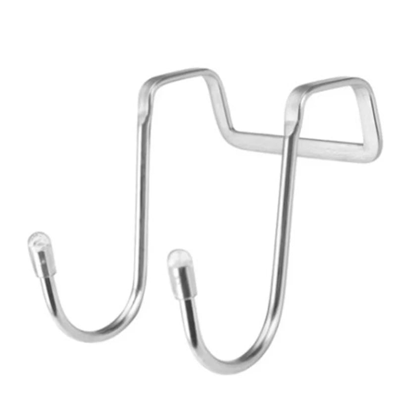 2PC 304 Stainless Steel Hook Free Punching Double S-Shape Hook Kitchen Bathroom Cabinet Door Back Type Coat Towel Storage Hanger