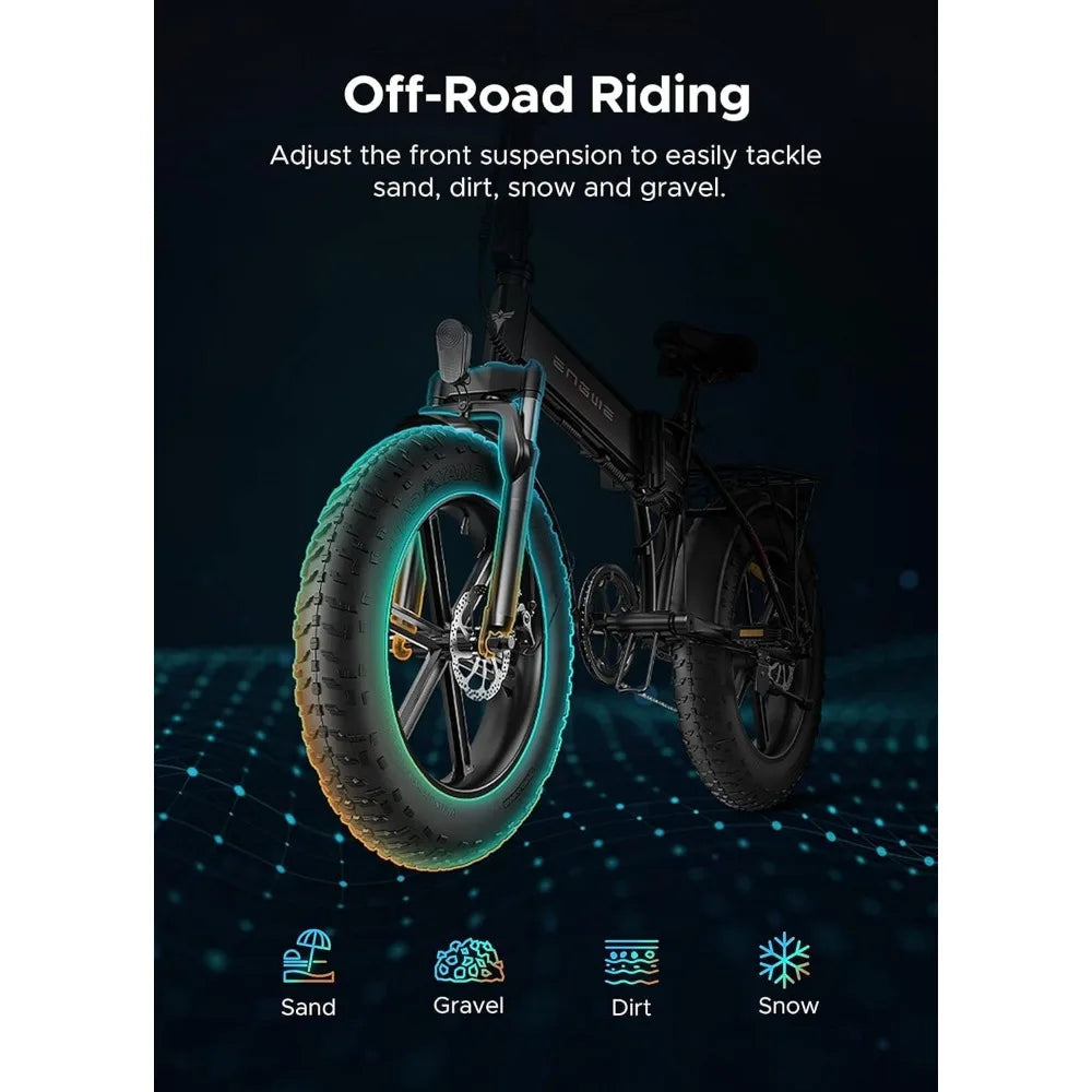 1000W Folding Electric Bicycle for Adults, 20" 4.0 Fat Tire Dirt Bike with 48V 13AH Battery Up to 28MPH 75Miles