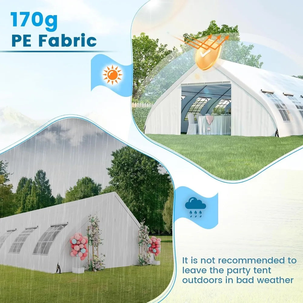 20x40 Ft Heavy Duty Party Tent, Large White Event Tent with Sidewalls, Zippered Door & 12 Windows, Outdoor Wedding Tent