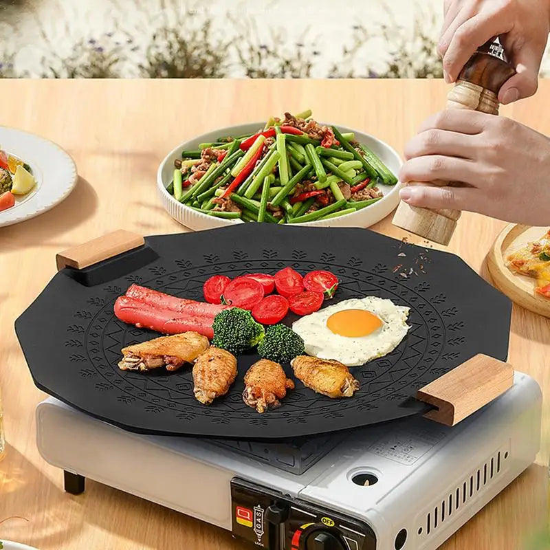 35cm Korean Nonstick Frying Pan Outdoor BBQ Plate Camping Grill Pan Multifunctional Barbecue Grill Pan Frying Pan Fried Steak
