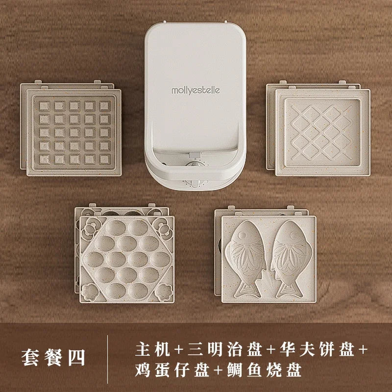 Ceramic Enamel Coated Sandwich Toaster Bread Machine Home Appliance Timed Multifunctional Home Small Toast Waffle Maker