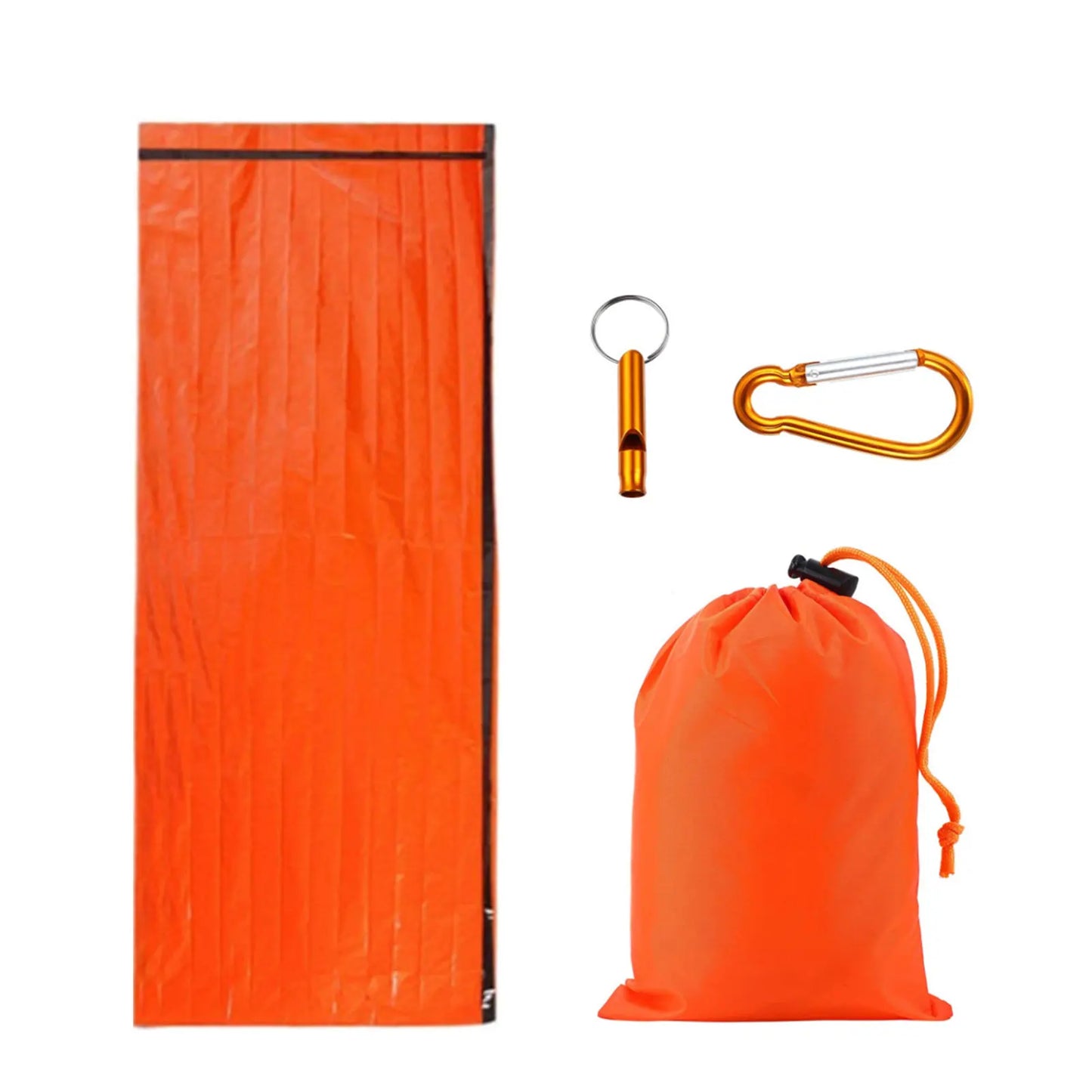 2Person Emergency Shelter Survival Tubular Tent With Pull Cord And Survival Whistle Emergency Cold-Proof SOS Sleeping Bag