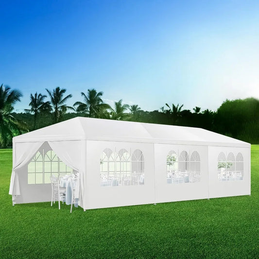 2025 Upgraded 10x30 Party Tent, Outdoor White Tents for Parties, Wedding, Large Canopy Tent with Walls, Big Event Gazebo Tent