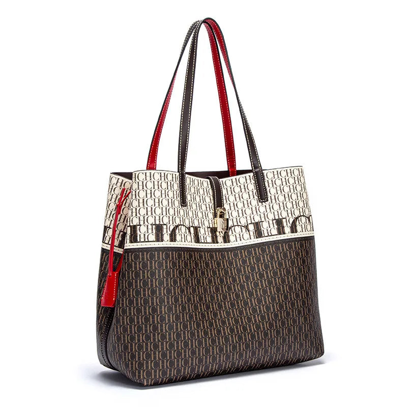 CH Women's Large Capacity Tote Bag Premium Feeling Commuter Women's Fashion Shoulder Bag Versatile Leather Crossbody Bag Daily