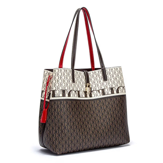 CH Women's Large Capacity Tote Bag Premium Feeling Commuter Women's Fashion Shoulder Bag Versatile Leather Crossbody Bag Daily