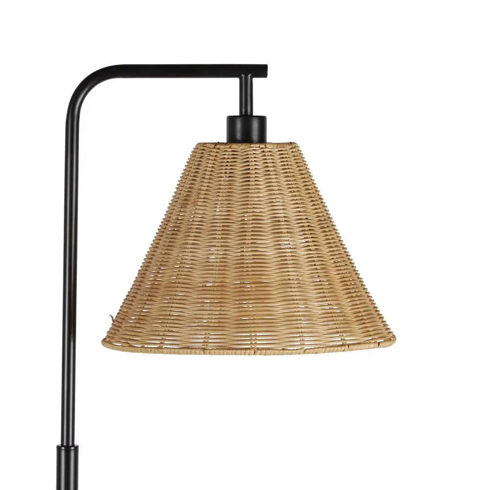 Floor Lamp Living Room Decor Free Shipping Black Metal and Rattan Floor Lamp With 7-Watt LED Bulb Standing Lamps for Living Room