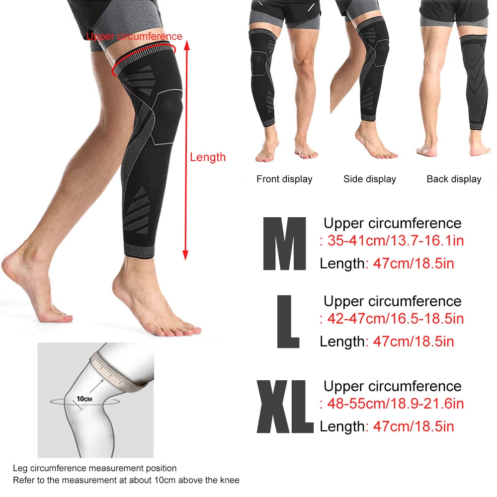 BraceTop 1 PC Full Leg Sleeves Long Compression Leg Sleeve Knee Sleeves Protect Leg, for Man Women Basketball, Arthritis Cycling