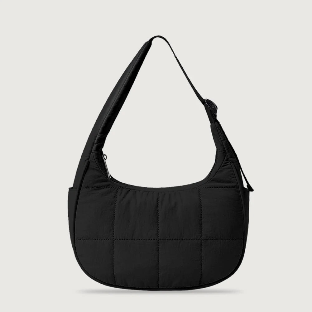 Puffer Crescent Bag for Women Adjustable Strap Shoulder Bag Nylon with Zipper Shoulder Purse Hobo Bag for Work Travel