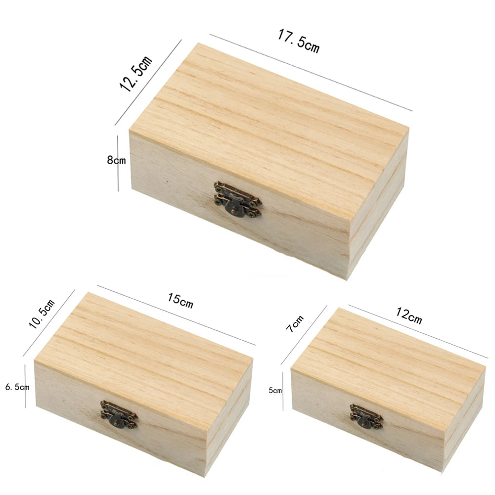 1/3pcs Log Color Scotch Plain Wood Wooden Square Hinged Storage  Boxes Craft Gift Box Handmade Case Box Storage Organization