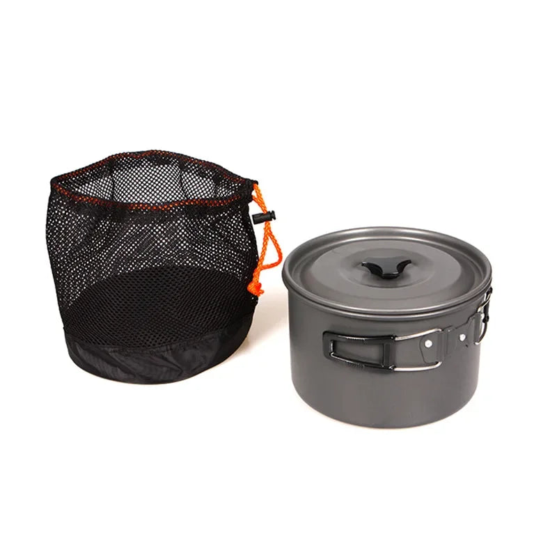 2L Outdoor Camping Cooking Pan Big Capacity Saucepan Portable Thermal Nonstick Pot Aluminum Alloy Cooker Picnic Hike Accessories