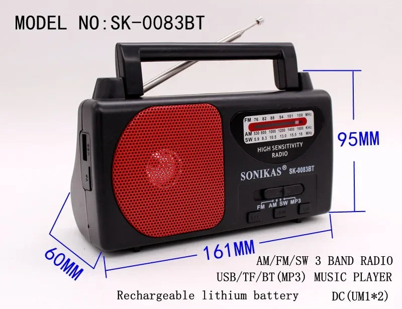 2023 New Triple-band Radio Vintage Portable Plug-in Card Bluetooth Speaker FM Semiconductor Radios Am Fm SW Radio SK-0083BT