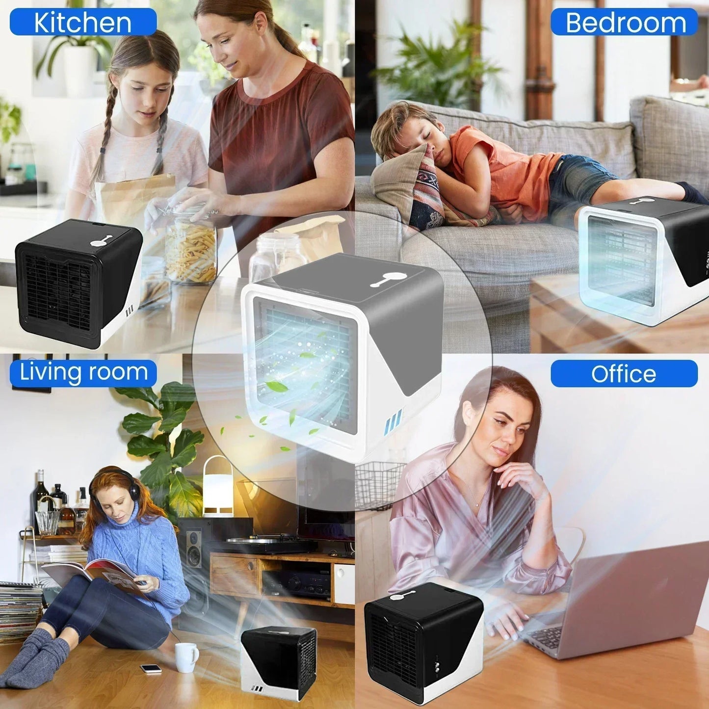 New Mini Air Conditioner Air Cooler Fan Light USB Portable Conditioner 3 Gear Adjust Space Cooling Fan For Home