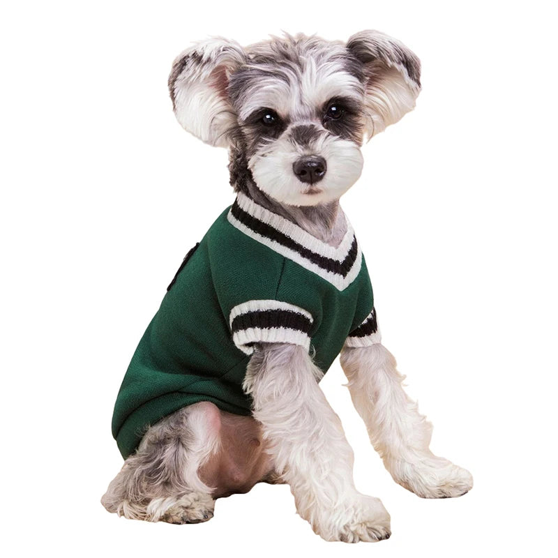 College Style Pet Dog Sweater Winter Warm Dog Clothes for Small Medium Dogs Puppy Cat Vest Chihuahua French Bulldog Yorkie Coat