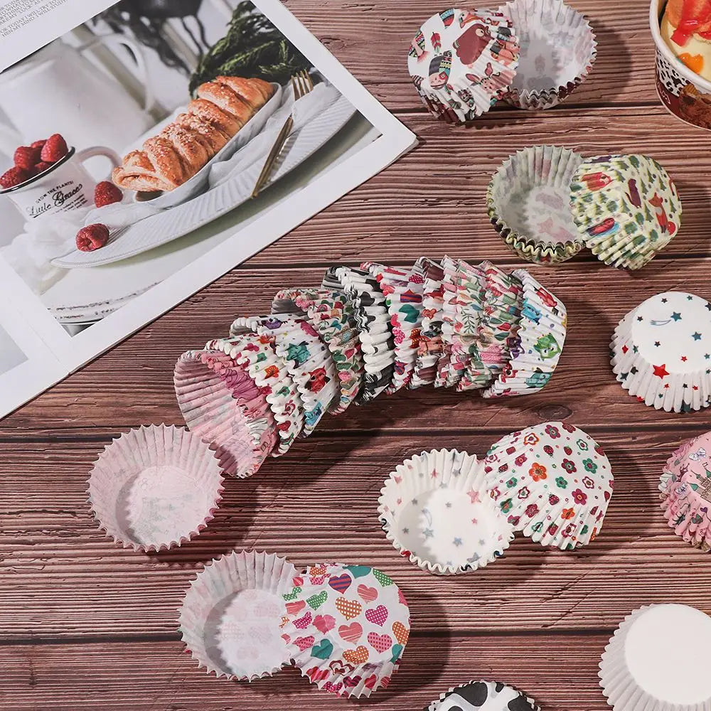 100PCS Grease-proof Cake Paper Cups Animal Flower Muffin Cup Cupcake Baking Mold Bakeware DIY Pastry Tools Kitchen Accessories