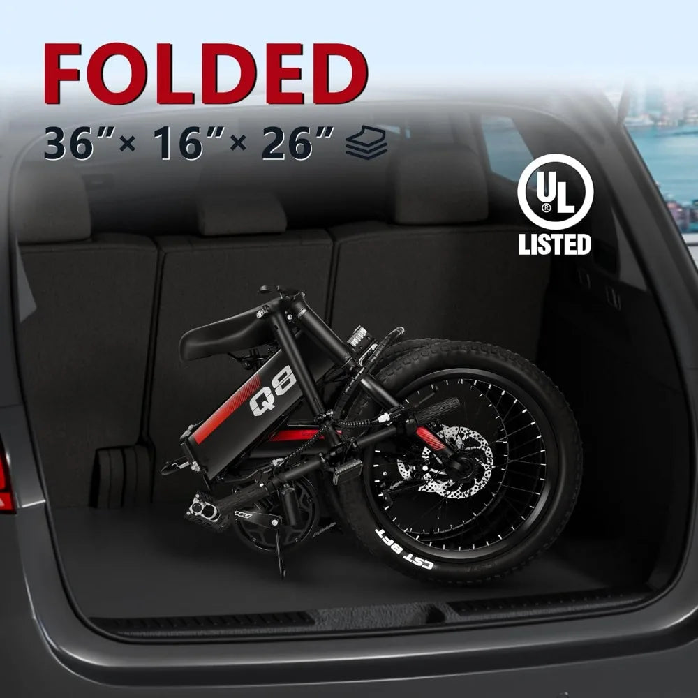 Folding Electric Bike for Adults,Electric Bicycle with Removable Battery,20MPH Commuting Electric Bike,High Brushless Gear Motor