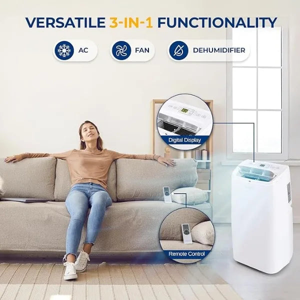 SereneLife Portable Electric Air Conditioner Unit-1150W 12000 BTU Power PlugIn AC Indoor Room Conditioning System w/ Cooler