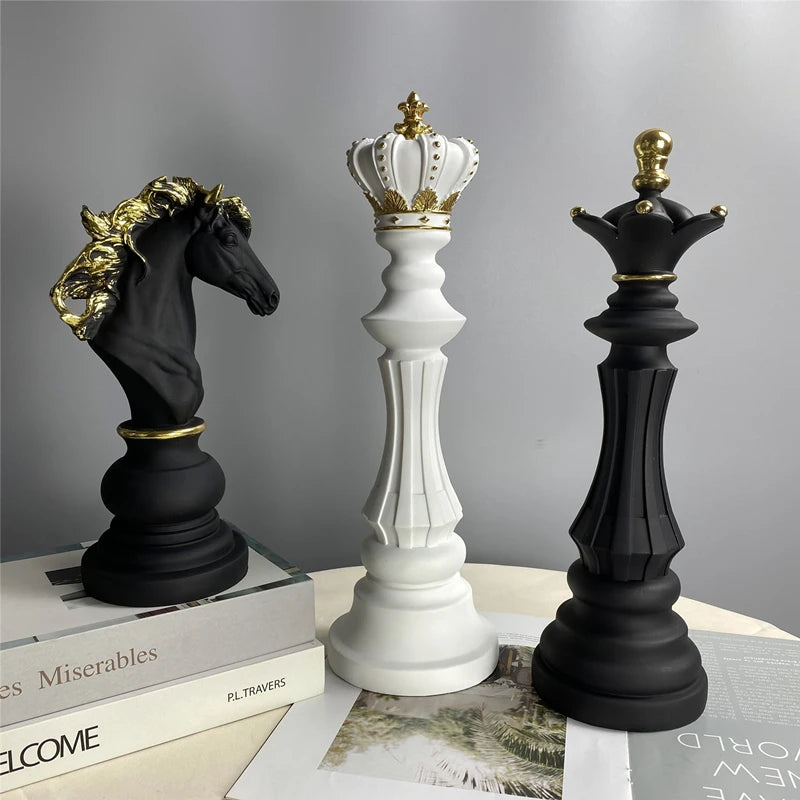 Retro International Chess Figurine for Interior King Knight Sculpture Home Desktop Decor Living Room Decoration