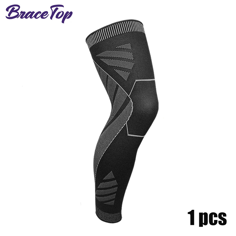 BraceTop 1 PC Full Leg Sleeves Long Compression Leg Sleeve Knee Sleeves Protect Leg, for Man Women Basketball, Arthritis Cycling