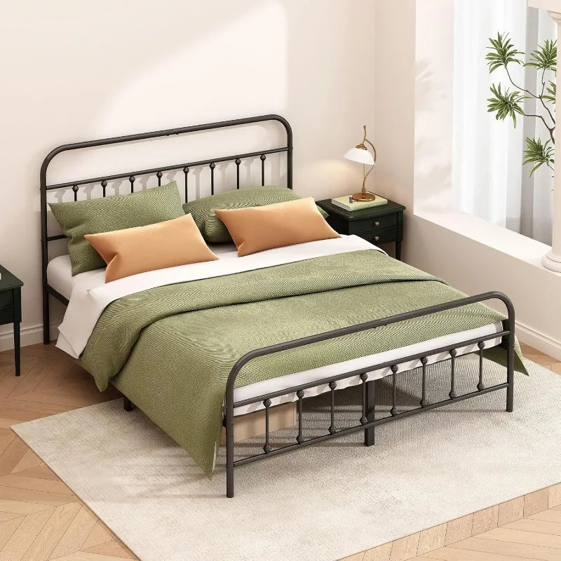Metal Bed Frame - Structurally Stable Heavy Duty Steel Slat Supported Bed Frames, No Box Spring Needed
