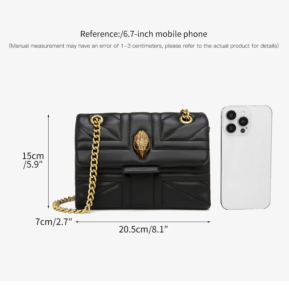 2024 New Trend Women's Bag Diamond Quilted Chain Shoulder Bag Fashion Crossbody Bag Eagle Head Handbag