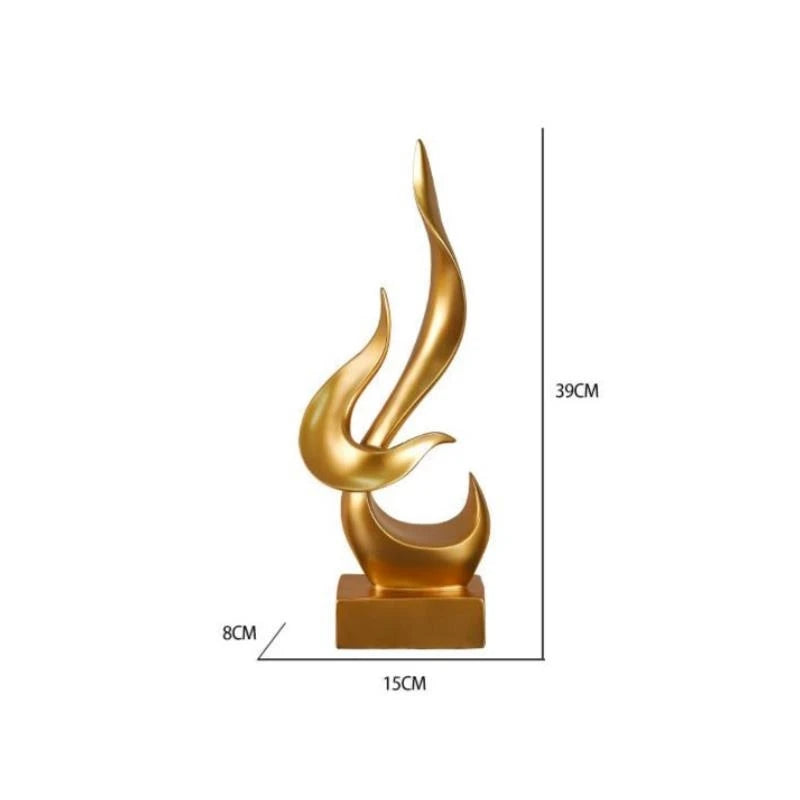 Resin Crafts Flame Abstract Bird Golden Sculpture Geometric Streamer Decorative Figurines Home Decoration Accessories