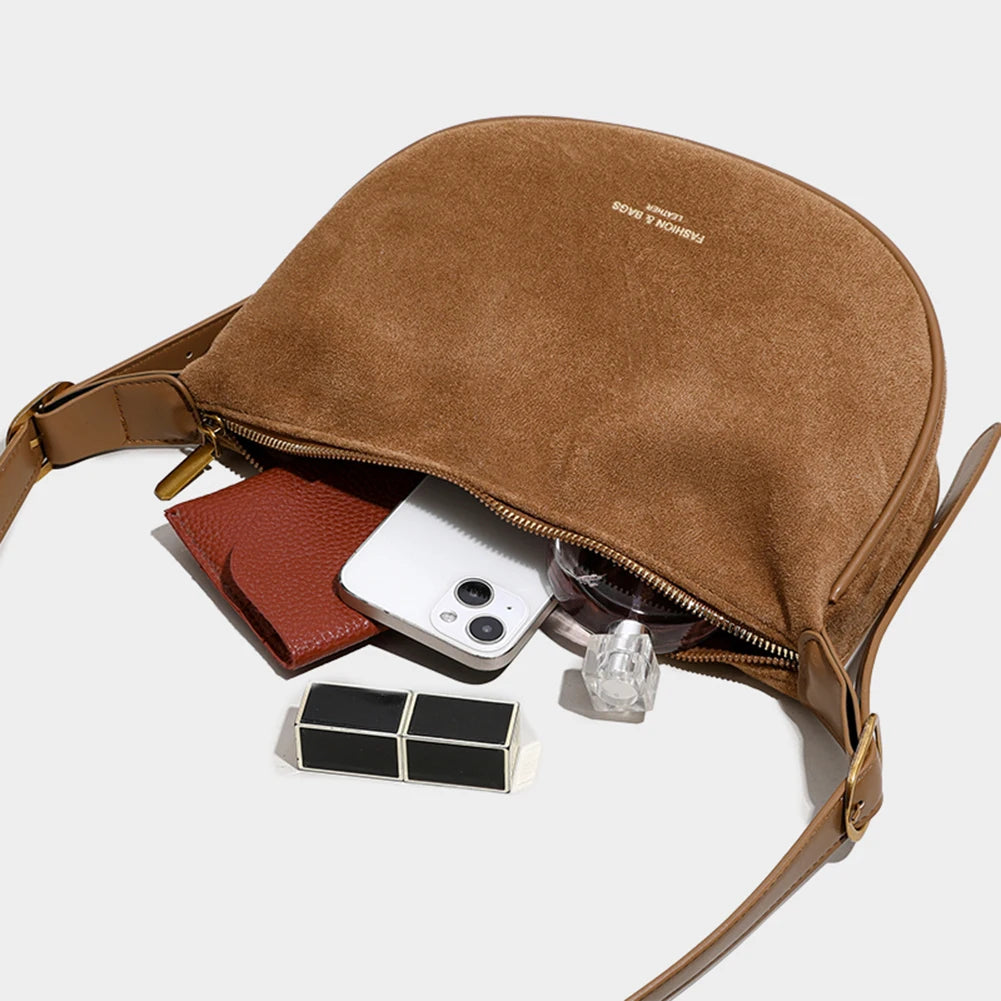 Shoulder Bag For Women Men Adjustable Strap Crossbody Bag Suede With Inner Pocket Hobo Bag Dumpling Bag Makeup Diagonal Package