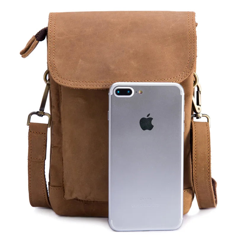 Real Leather Shoulder Bag Men Messenger Phone Bag Purse Fanny Waist Packs Bum Bag Leg Cigarette Pouch Male Travel Handbag