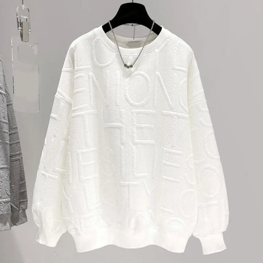 Women Winter Sweatshirt Crew Neck Oversized Knitted Sweater Loose Cold-proof Pullover Vintage Spring Sweatshirt Female Clothes