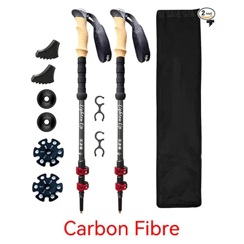 2 PCS Aluminum Alloy External Quick Lock Trekking Pole Nordic Walking Stick With Accessories For A Variety Of Terrain Scenarios