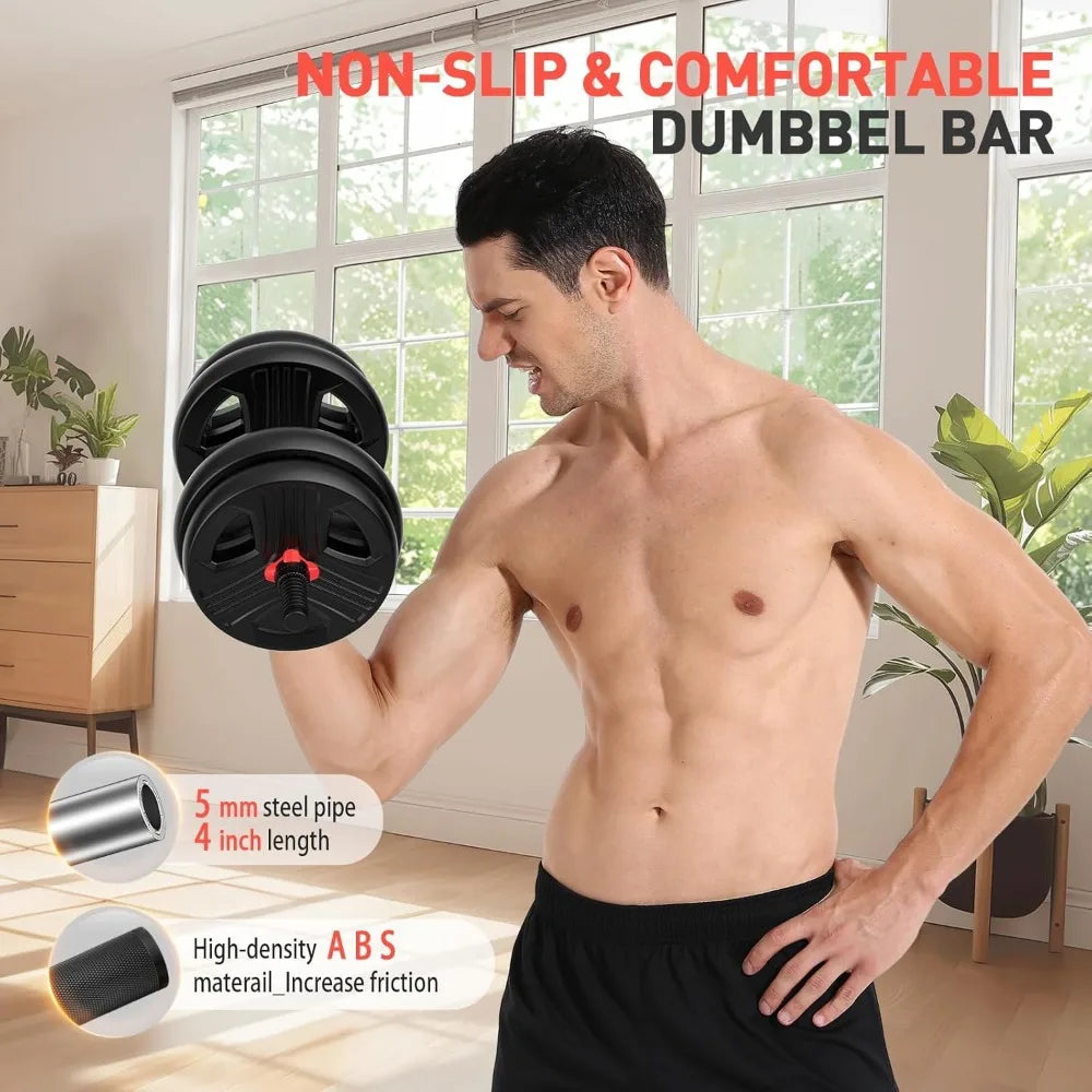 Adjustable Dumbbells Set, 20/30/40/55/60/70/80/90lbs Free Weight Set with Connector, 2 or 3 in 1 Dumbbells Set Used as Barbell