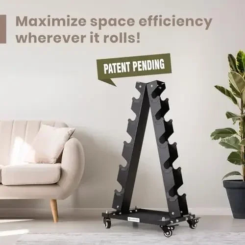 Premium Solid Steel Dumbbell Rack Stand Only, A-Frame Portable Weight Storage Organizer with Optional Tray and Wheels, Perfect f