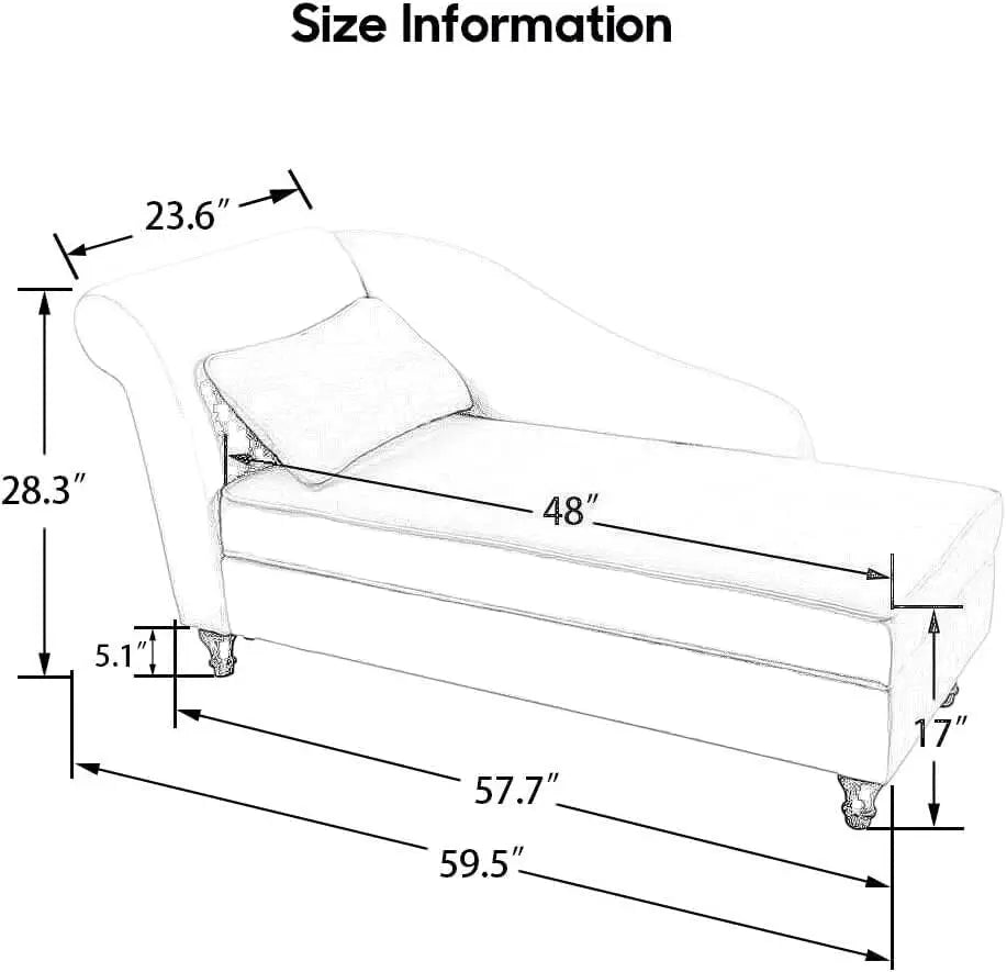 Modern Storage Chaise Lounge Indoor Fabric Chaise Lounges Chair Sleeper Lounge Sofa Recliner Chair  Left Arm Beige