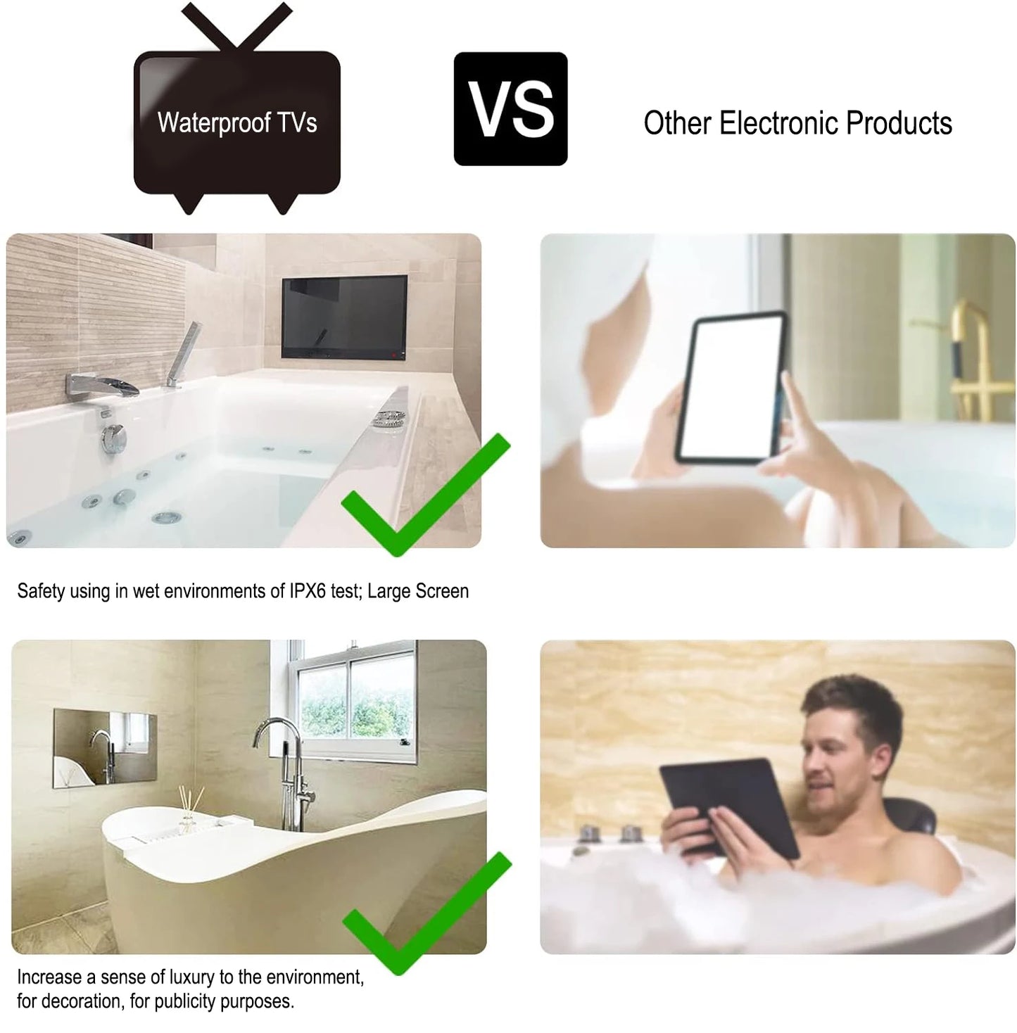 Souria Mini 18.5 inch Smart Android Mirror TV with Touchscreen Waterproof Television in Bathroom WiFi Bluetooth DTV ATSC DVB
