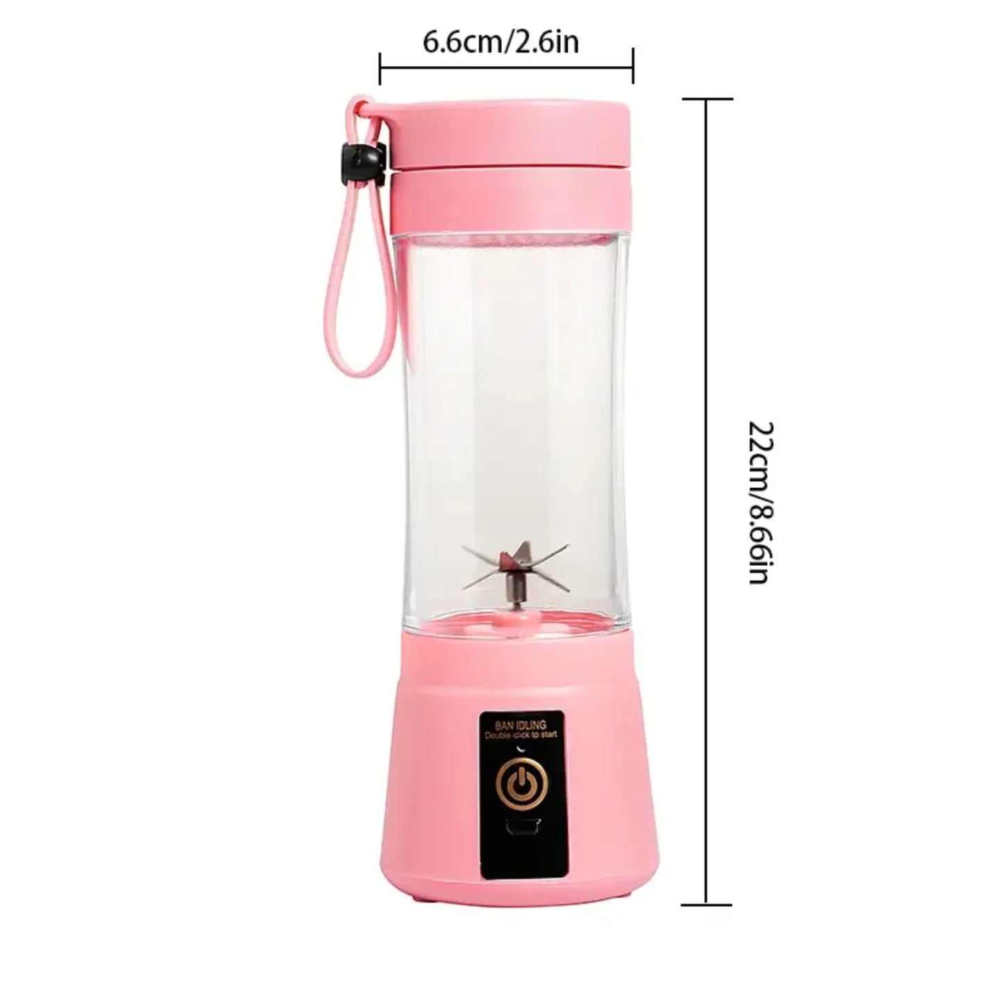 Lightweight and Portable Pink USB Rechargeable Personal Blender with 6 Sharp Blades - Compact Mini Smoothie Maker and Milkshake