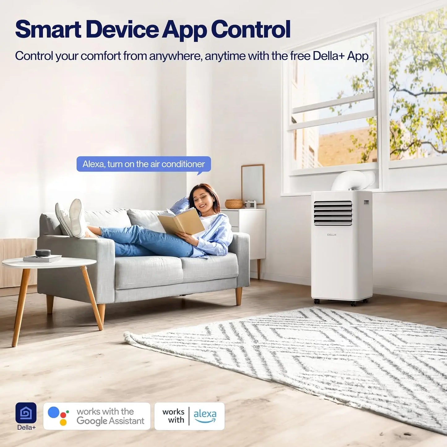 Smart WiFi Enabled 8000 BTU Portable Air Conditioner with Heat Pump Cools Up To 350 Sq. Ft Dehumidifier & Fan Portable AC Unit