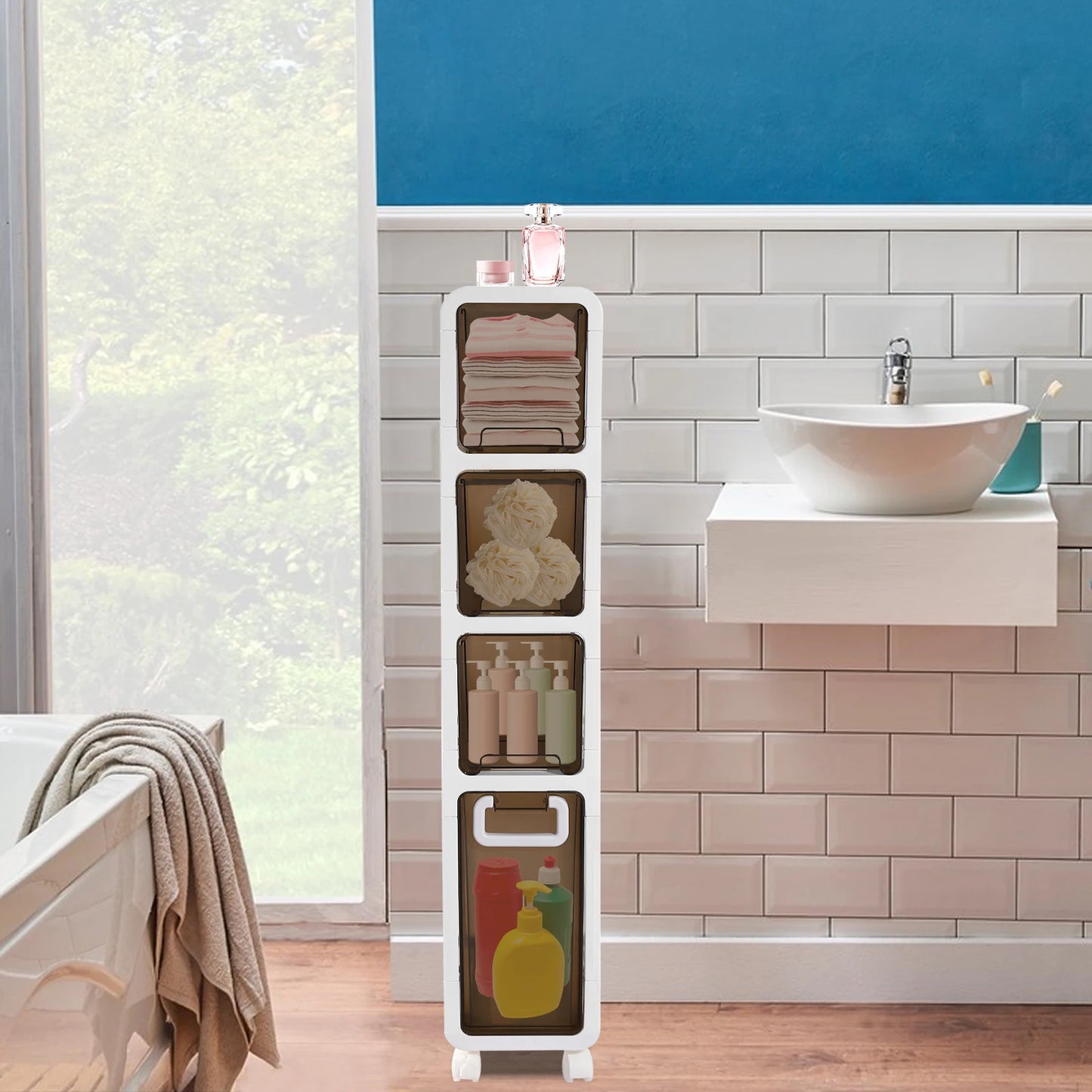 Bathroom Storage Rack – Narrow Gap Floor Cabinet for Toilet, Slim Space Organizer for Small Bathroom Storage