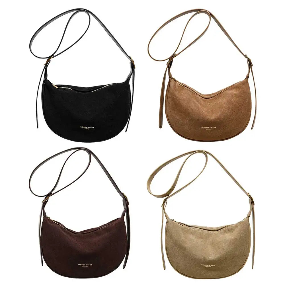 Shoulder Bag For Women Men Adjustable Strap Crossbody Bag Suede With Inner Pocket Hobo Bag Dumpling Bag Makeup Diagonal Package