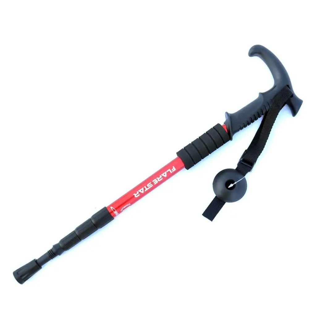 4 Section Trekking Poles Folding Non-slip Walking Stick Aluminium Alloy Ergonomic Handle Design Foldable Crutches Hiking