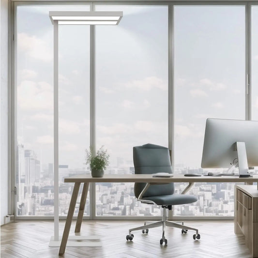 120W Led Floor Lamp 4000K For Office, 76.6'' 12600Lm Dimmable Natural Daylight Eye-Caring Free Standing Lamp With Daylight