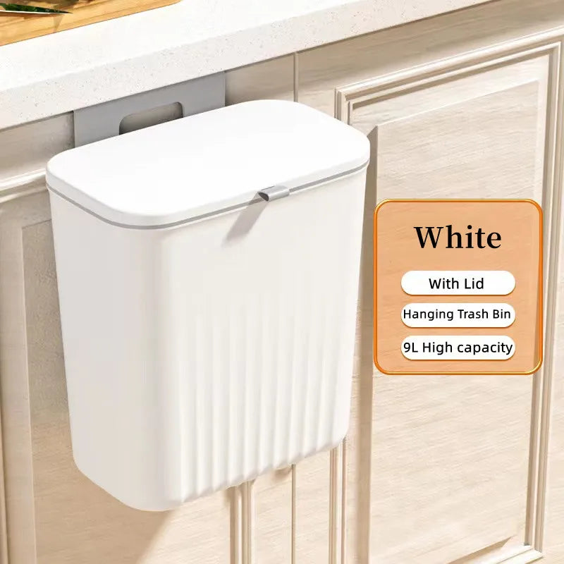 Wall Mounted Hanging Trash Bin Kitchen Trash Can Cabinet Door Bathroom Trash Can With Lid Garbage Bin Counter Bins Dustbin