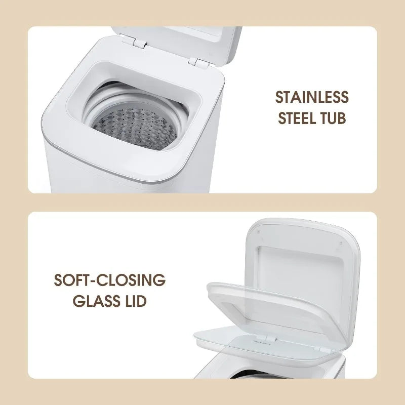 Portable Washing Machine, Small Washer 0.8 Cu. Ft. Capacity, Fully Automatic with 8 Wash Cycles, Touch Button & LED Display
