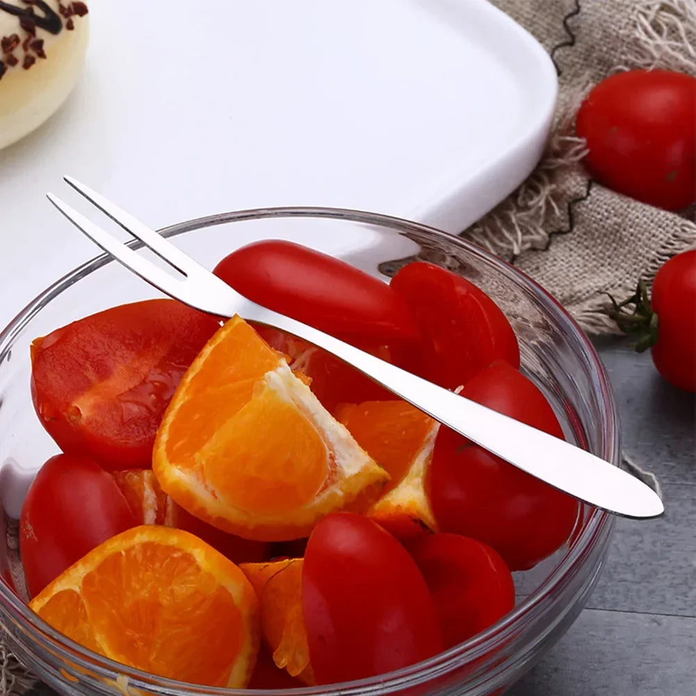 12Pcs Stainless Steel Fruit Forks Household Dessert Forks Lovely Mini Fork Set Snack Cake Salad Cutlery Forks Kitchen Flatware