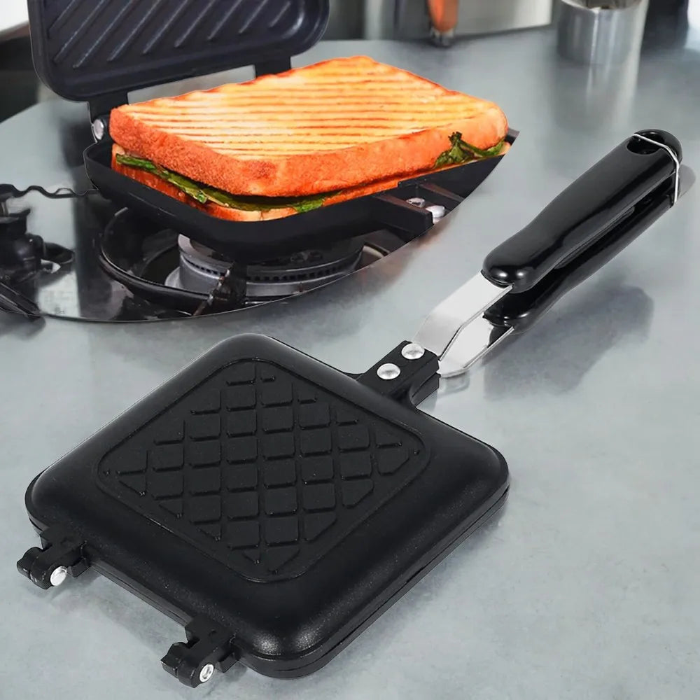 Non-stick Aluminum Alloy Double Side Frying Pan Sandwich Mold - Easy Clean Bread Barbecue Plate Waffle Maker Utensilios De Cocin