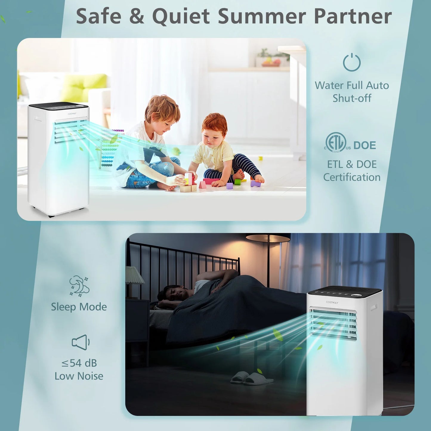 8000 BTU Portable Air Conditioner 3-in-1 Air Cooler with Fan Dehum Sleep Mode