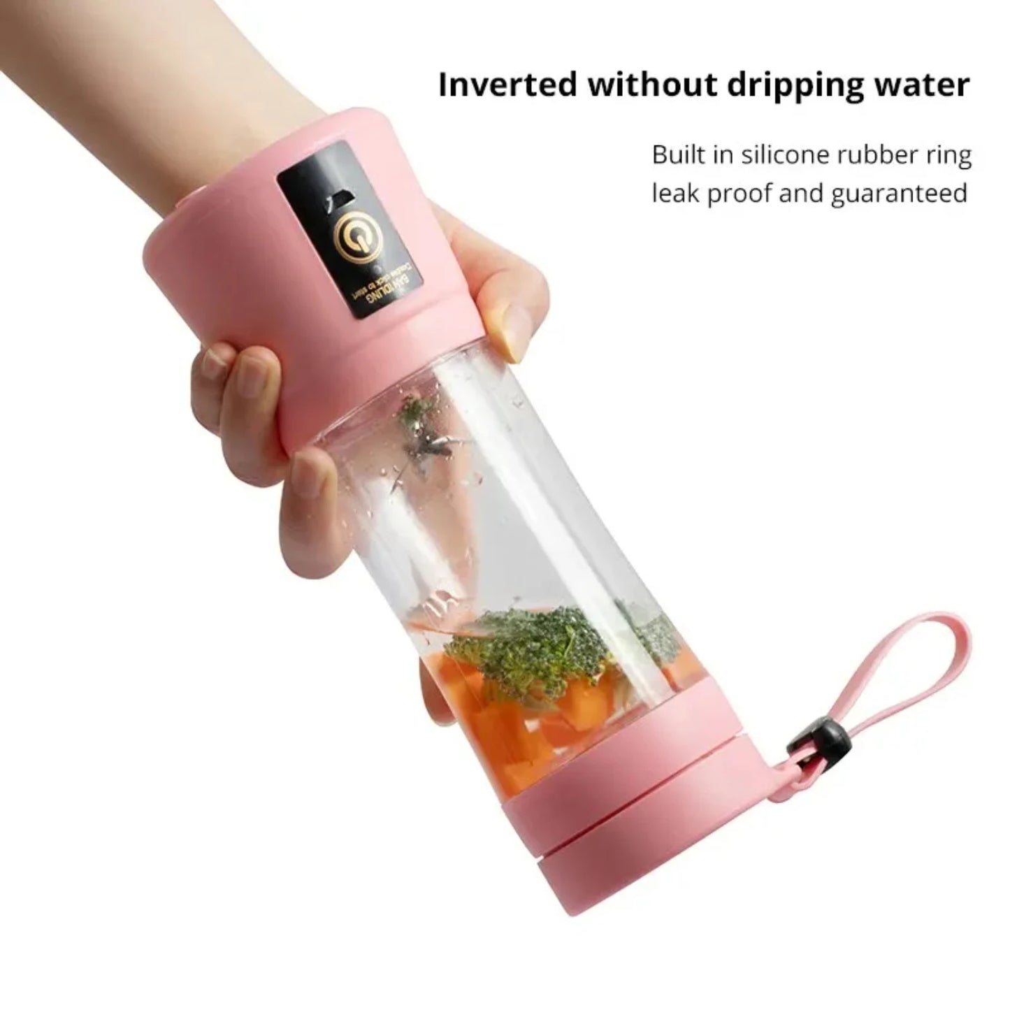 Lightweight and Portable Pink USB Rechargeable Personal Blender with 6 Sharp Blades - Compact Mini Smoothie Maker and Milkshake